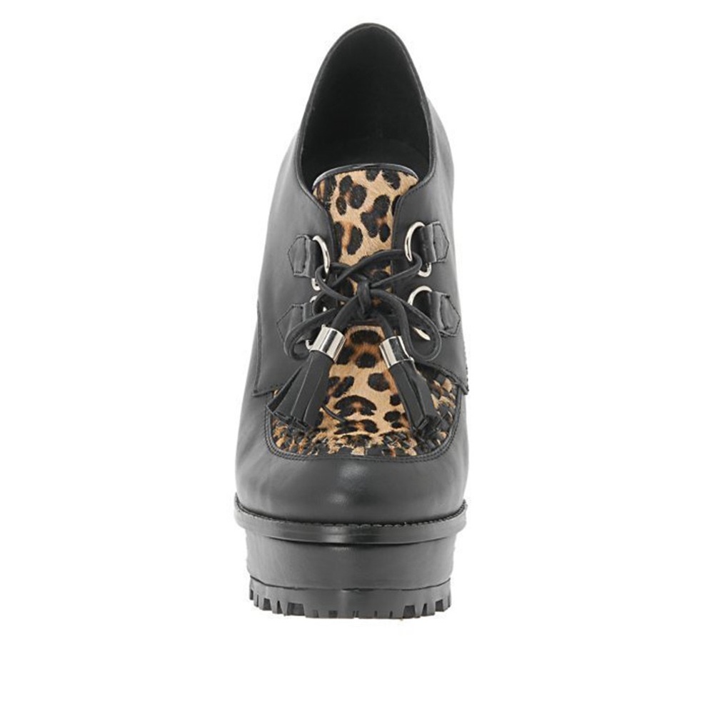 Aldo Leopard  Wedge Shoe w/ Lace-up Tassles - Picture 2 of 9